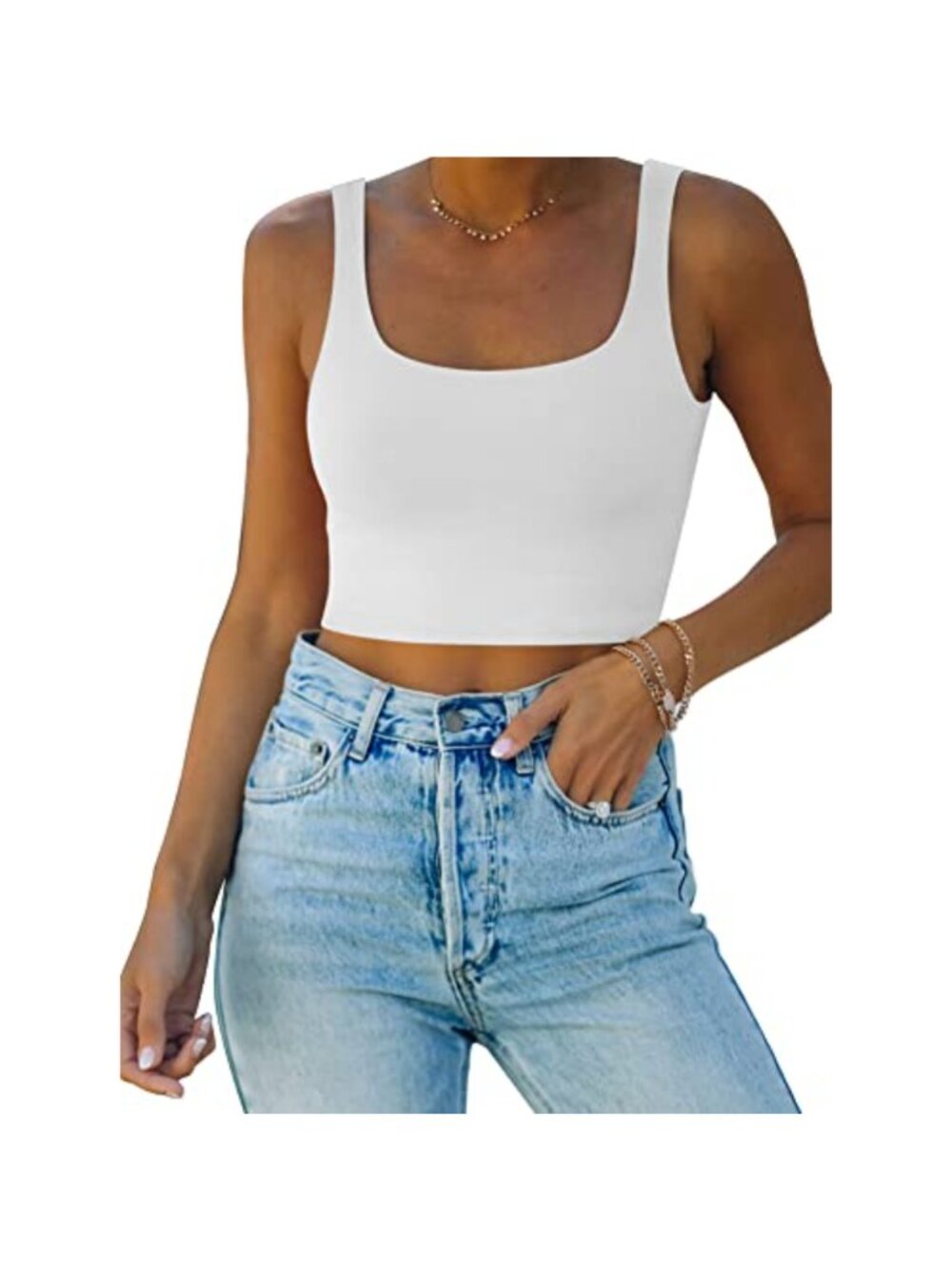 Seamless Double Lined Sleeveless Cropped Tank Top Yoga Workout